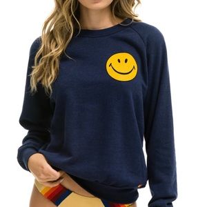🔥 Aviator Nation Smiley Sweatshirt Navy Size Medium - No longer made! ♥️ 🔥